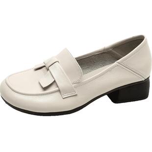 软皮软底乐福鞋女款春季小皮鞋2026新款舒适妈妈单鞋真皮大码女鞋