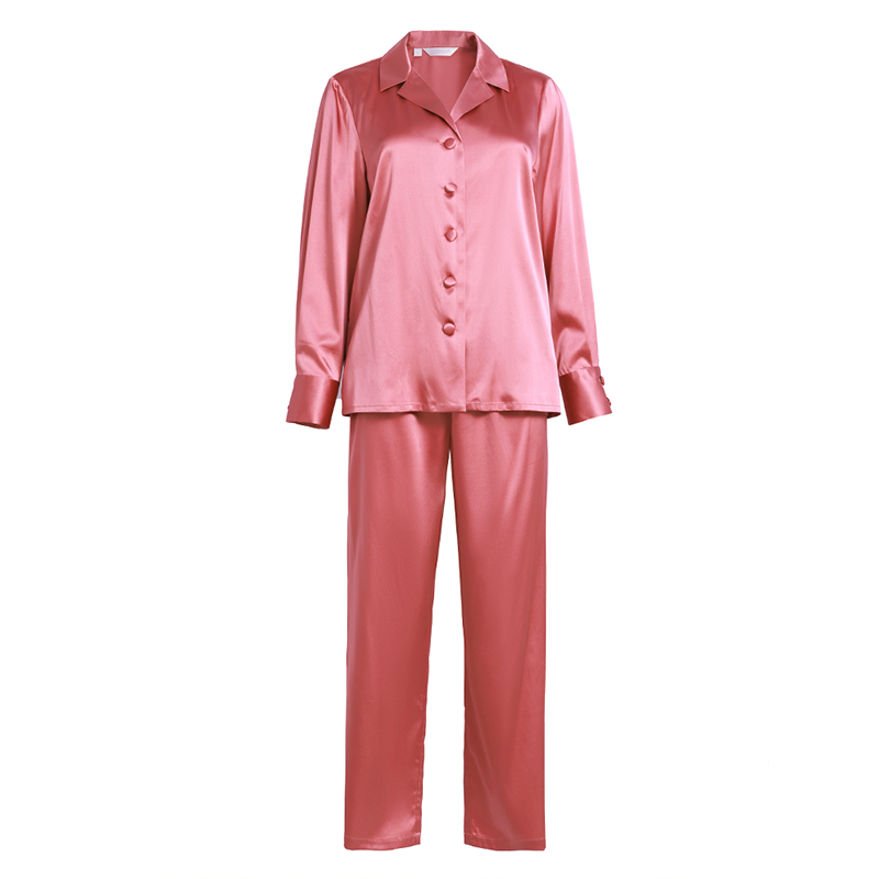 真丝翻领舒适家居服套装四季可穿