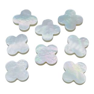 【自家工厂直供】天然白贝母四叶草裸石饰品配件DIY项链手链镶嵌