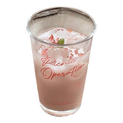 橘橙ins风少女心粉色字母玻璃杯