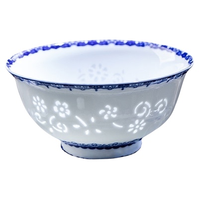 景辰釉下彩青花玲珑中式面碗饭碗