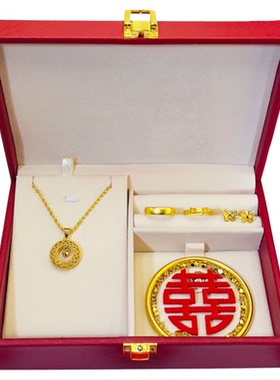 婚礼摆台订婚假五金婚庆首饰摆件结婚仿真三金三生花在逃公主套装