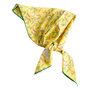 纯棉小方巾包头巾丝巾女黄色围脖三角发带法式ins纱巾薄围巾60x60