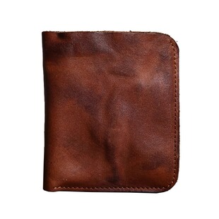 金金兔手工钱包真皮质感超薄竖款钱夹复古潮牌小众车缝线极简皮夹