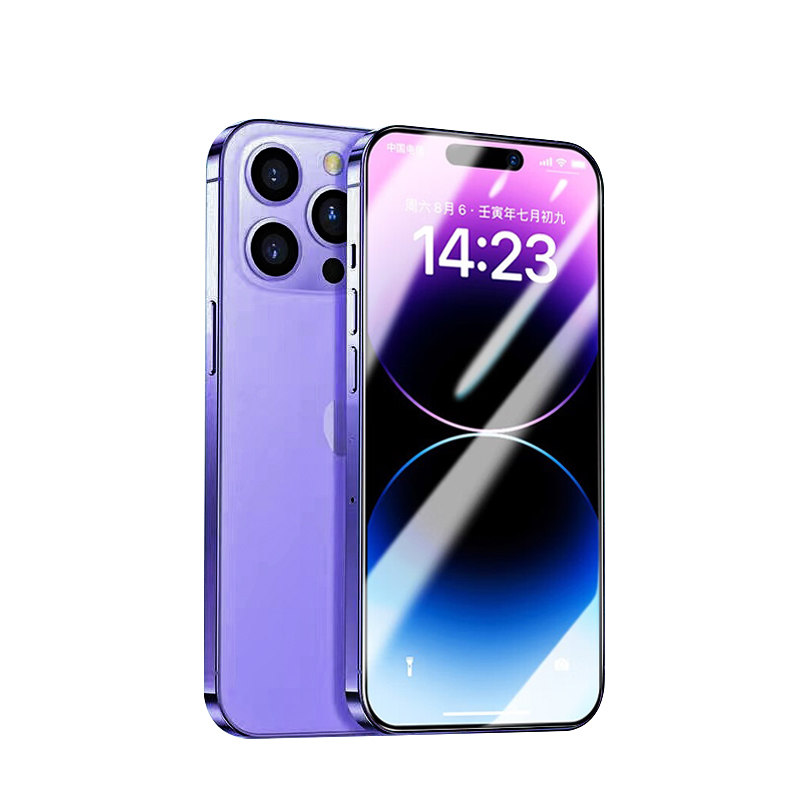 泛猫适用iPhone17promax无孔膜苹果16钢化膜15pro苹果13pro防窥14手机膜xsmax全屏12pro蓝