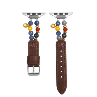 适用iwatchs11表带秋冬新品苹果s10创意串珠真皮表带applewatchs9老钱风女款腕表se高级感s8精致s7专用s6表链