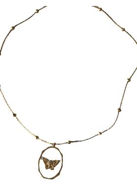 sweetbones蝴蝶贝壳金色相册项链复古甜心