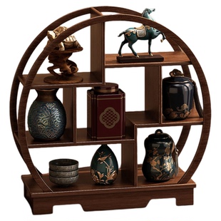 博古架实木中式桌面小型茶桌茶具茶叶置物架茶室摆件茶台摆放架子