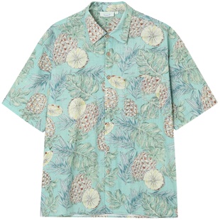 物理少年「菠萝风情」夏威夷沙滩短袖花衬衫夏季宽松透气衬衣男女