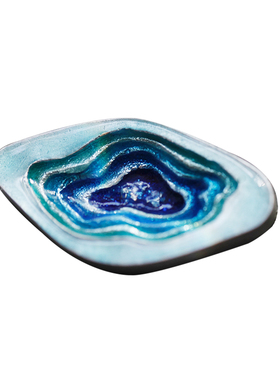 蓝色漩涡艺术原创珐琅项链