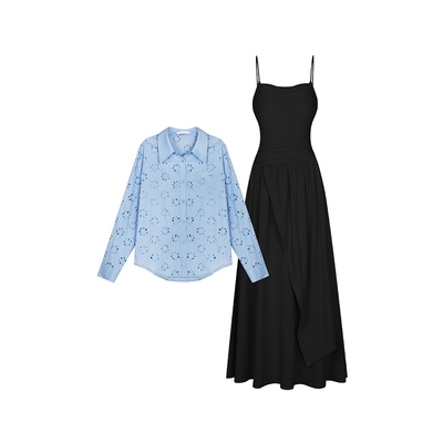 安妮不火海盐沁雨设计感纯色针织吊带裙女夏季新款微胖大码连衣裙