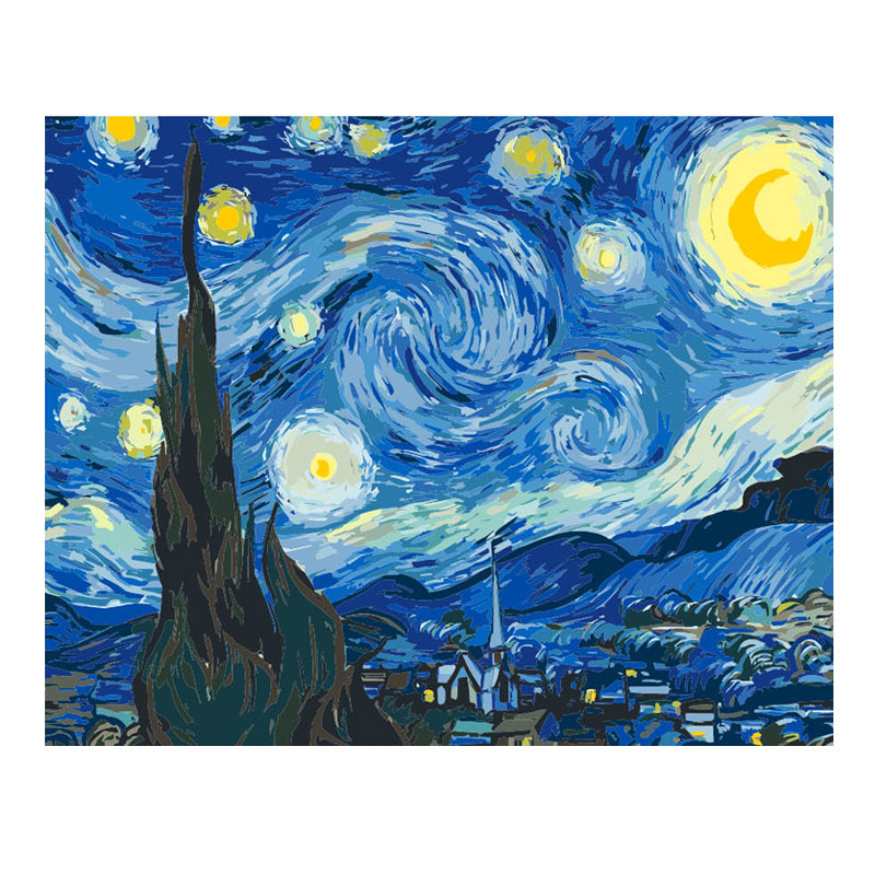梵高名画罗纳河上的星夜数字油画