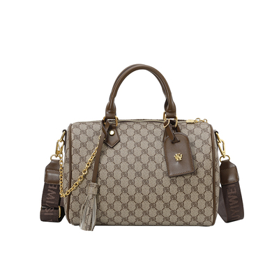 今年流行复古老花大容量波士顿枕头包包2025新款斜挎包手提旅行袋