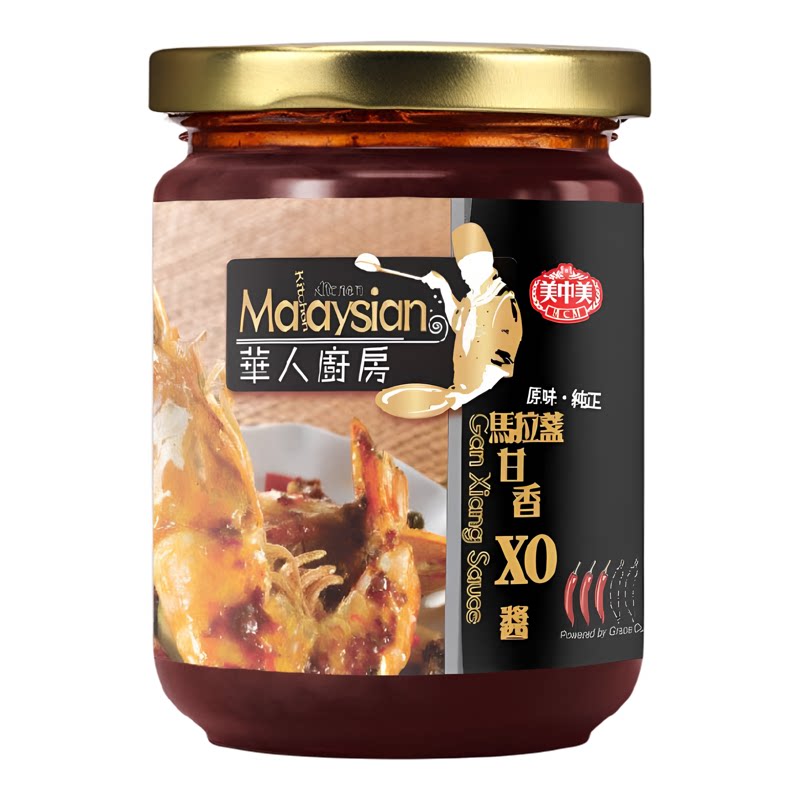 华人厨房 马拉盏甘香XO酱优质虾酱香辣惹味辣椒调味料230克装进口