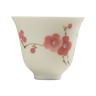 主人杯茶杯功夫茶杯品茗杯景德镇青花瓷釉下五彩翠竹红梅小铃铛杯