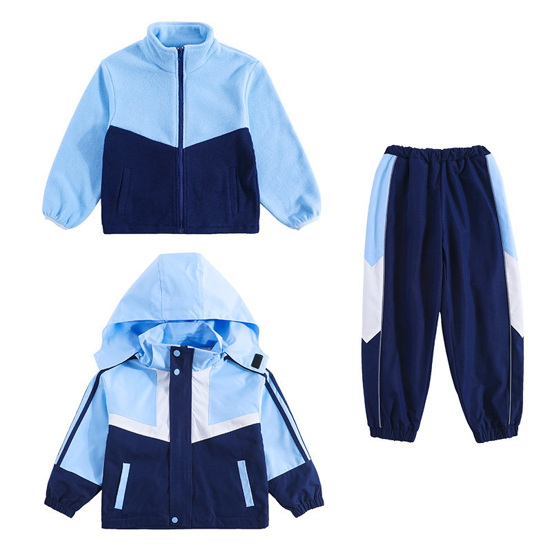 小学生校服冲锋衣三件套年级班服套装新款运动会幼儿园园服秋冬装