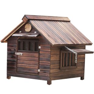 防腐实木狗屋庭院户外防雨北方农村室外狗窝狗笼中大型犬四季狗舍