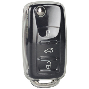 大众桑塔纳钥匙套朗逸速腾宝来男适用于折叠一键启动全包透明壳