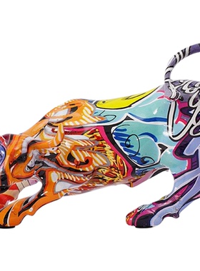 炫彩华尔街牛摆件客厅装饰轻奢大