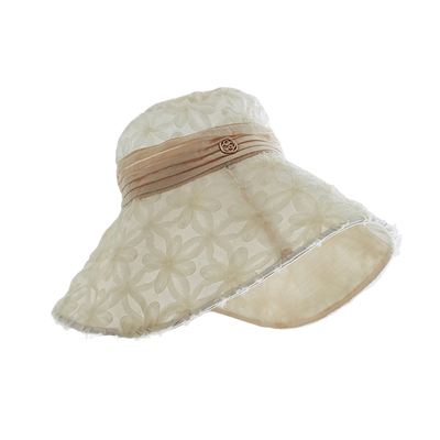 印计谷羽设计师原创度假大檐防晒帽女春夏季遮阳显脸小气蕾丝帽子