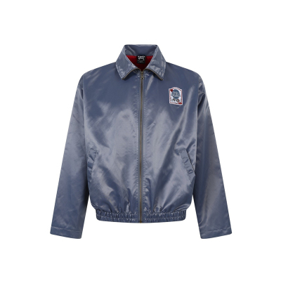 高级质感亮面尼龙刺绣贴布夹克