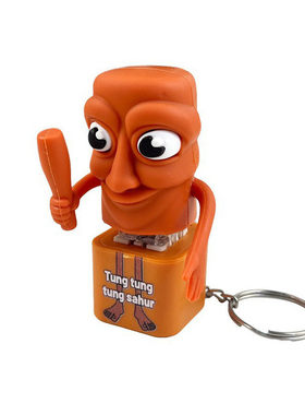 国外热卖tungsahur美国山海经钥匙扣木棍人语音发光手办keychain