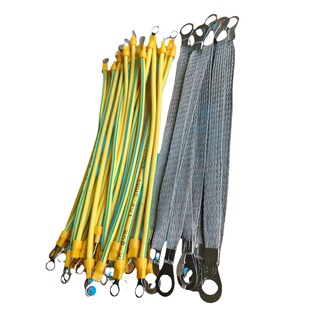 黄绿双色桥架接地连接线纯铜编织带配电箱跨接线带线鼻子多股软线