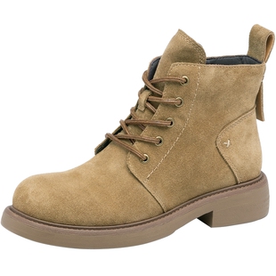 沙驰女鞋系带金典马丁靴女款2025新款英伦风短靴冬季短筒靴女靴子