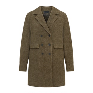 吴童童 西装领加厚长款呢子大衣女冬季韩系直筒宽松过膝毛呢外套