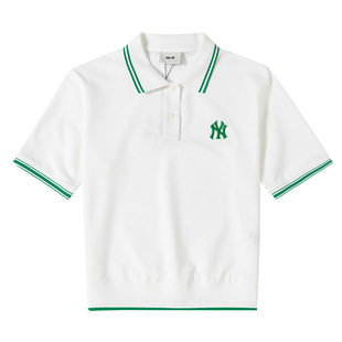 24新款MLB短袖女NY小标刺绣休闲通勤polo衫运动T恤3FPQB0243