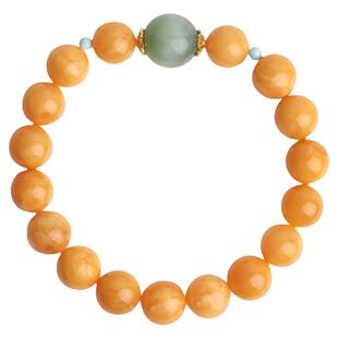 心斋堂天然蜜蜡手串收藏古董老蜜蜡欧洲回流老花蜡手链女碧玉猫眼