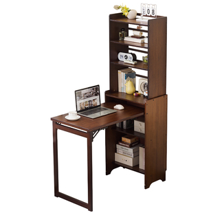 折叠书桌书柜一体家用小户型多功能电脑桌子工作台出租房简易餐桌
