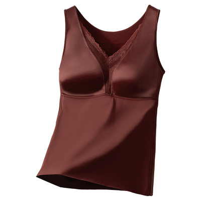 杉杉双面磨毛保暖蕾丝背心