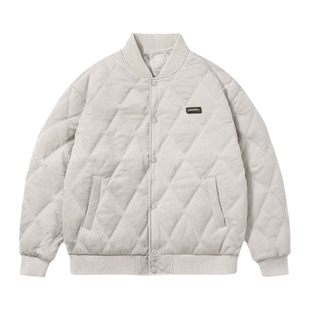 男士菱形格棉服男冬季夹棉加厚棒球服外套冬装新款棉衣男装棉袄潮