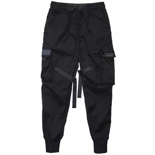 Punk Casual Trousers Jogger Male Dancing Black Pant