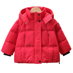 男童羽绒棉服冬装2025新款儿童加厚棉袄冬季宝宝红色过年拜年棉衣