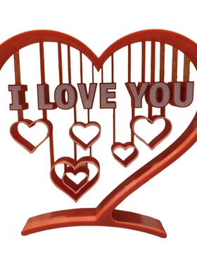 情人节红纽扣爱心蛋糕装饰摆件