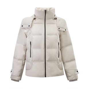 文华羽绒2025秋冬新款厚羽绒服女连帽短款防风耐磨宽松大廓形外套