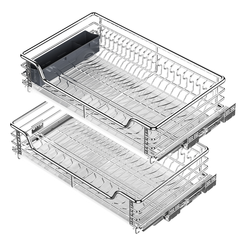帅康sacon拉篮厨房橱柜304不锈钢双层抽屉式碗架收纳碗碟厨柜碗篮