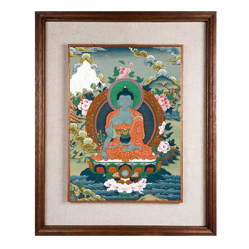 藏村唐卡手绘挂画药师旧勉唐派