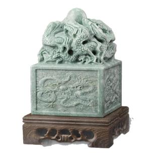 贵州翠玉九龙传国玉玺故宫同款始皇帝玉印摆件乾隆玉玺客厅装饰品