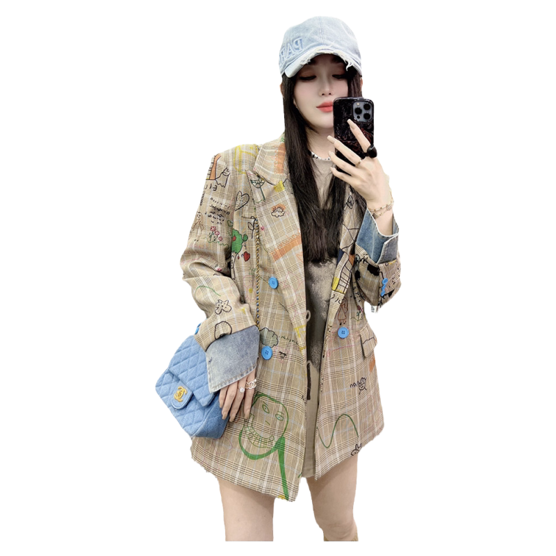 季新款欧货格子西服外套