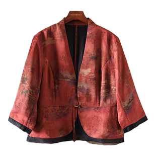花罗香云纱外套2026新款真丝桑蚕丝开衫七分袖收腰中式小西装
