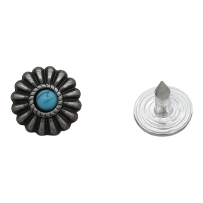 10mm仿绿松石太阳花金属铆钉复古牛仔外套女装牛仔裤装饰撞钉纽扣