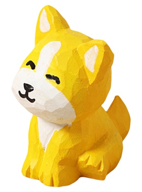 手工木雕可爱小狗摆件