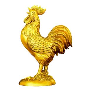 纯黄铜公鸡摆件生肖鸡元宝鸡金鸡报晓大号家居店铺办公室装饰送礼