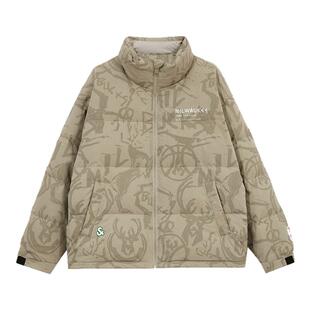 杰克琼斯NBA联名雄鹿队冬季字母刺绣宽松保暖舒适羽绒服外套男装