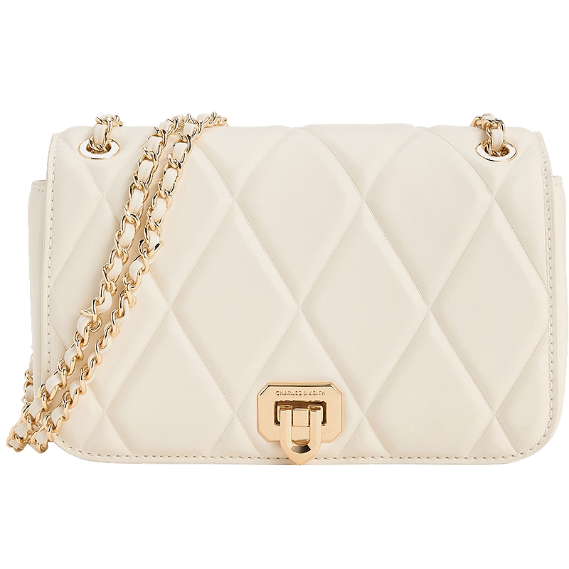 CHARLES&KEITH25秋新款CK2-20671747时尚菱格链条单肩斜挎小方包