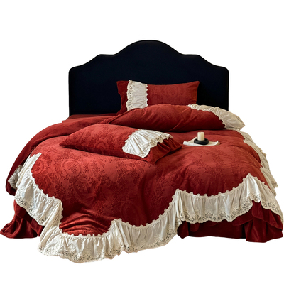 法式蕾丝边冬季床单四件套