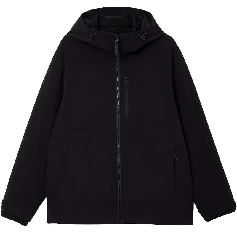 【AT系列】杰克琼斯男装棉服春秋纯色宽松连帽可拆卸假两件外套